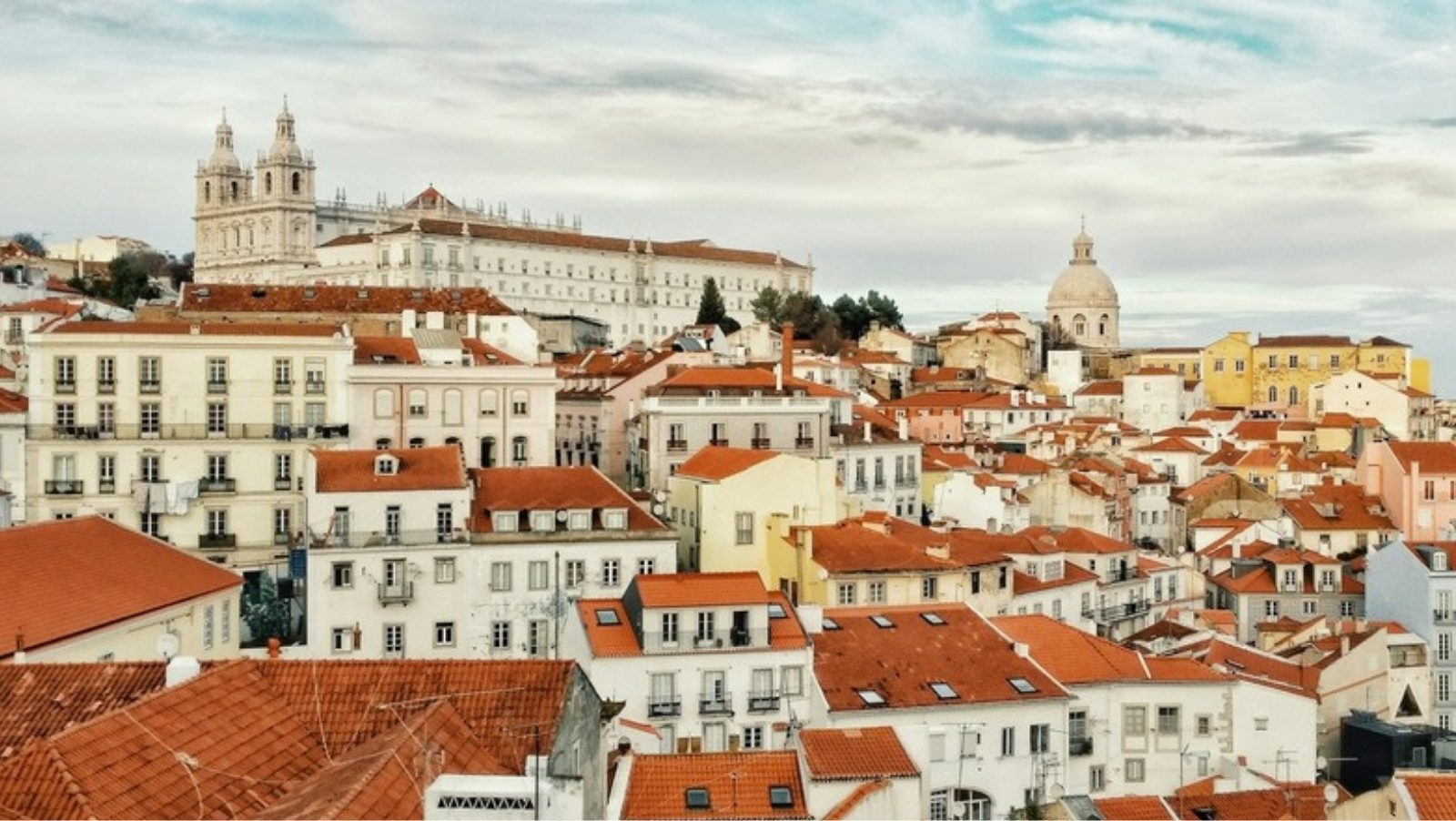 Rooftops of Lisbon with Sao Vicente de Fora and the Pantheon